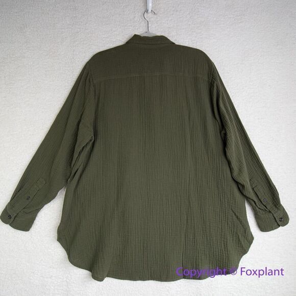 New! Madewell‎ Lightspun Flap Pocket Oversized Ex-Boyfriend Shirt green, size 1X - Picture 8 of 16